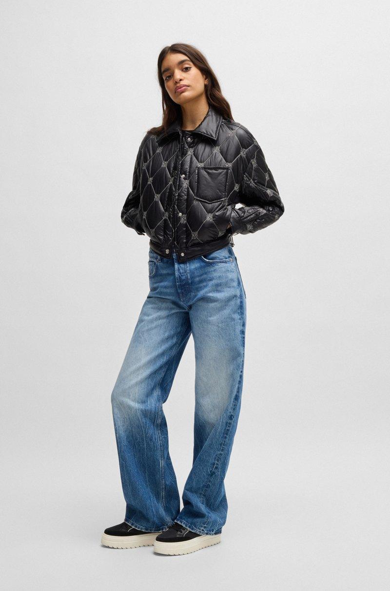 Hugo Boss Chaqueta Forrada Regular Fit Con Tratamiento Repelente Al Agua Y Logos Apilados