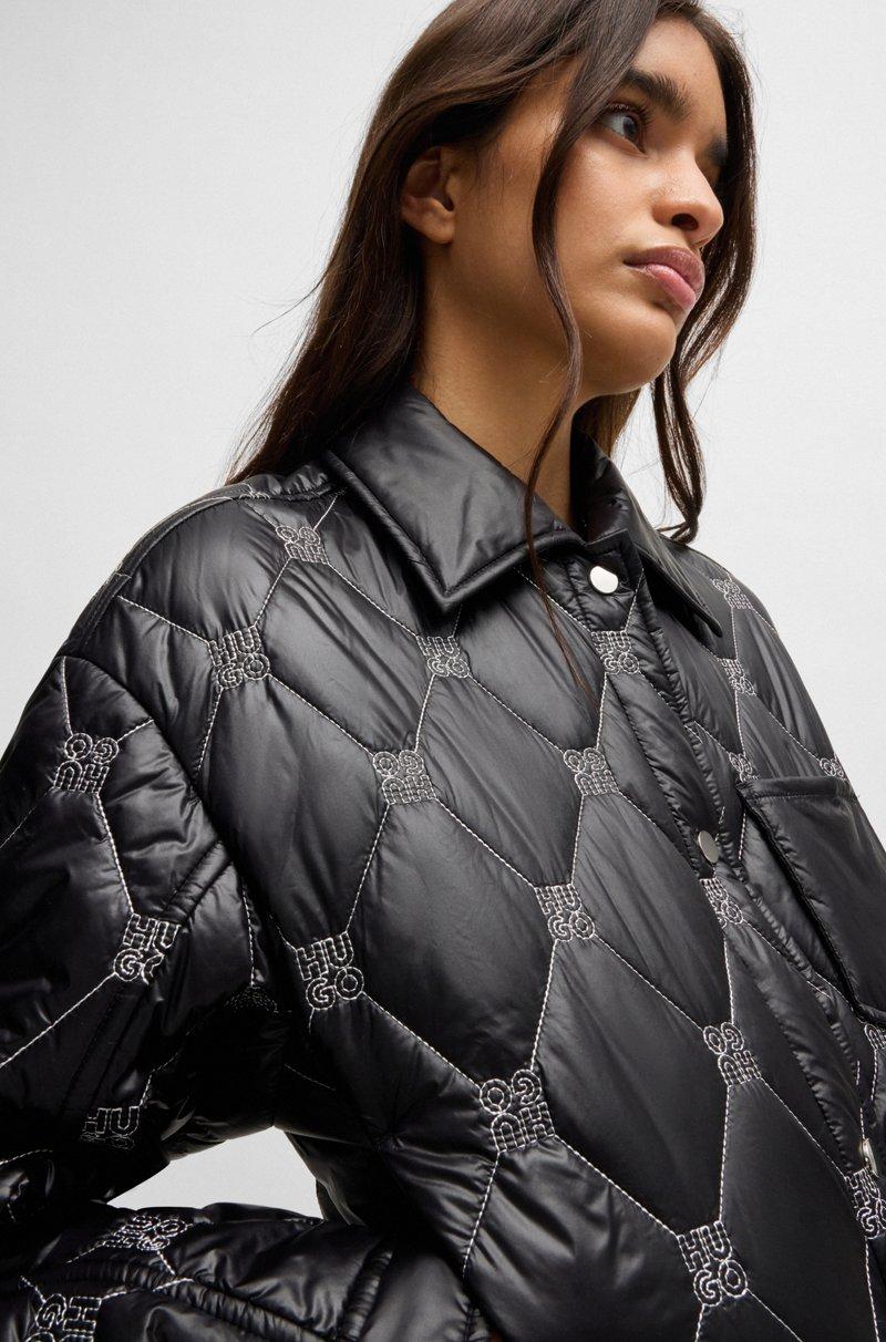 Hugo Boss Chaqueta Forrada Regular Fit Con Tratamiento Repelente Al Agua Y Logos Apilados