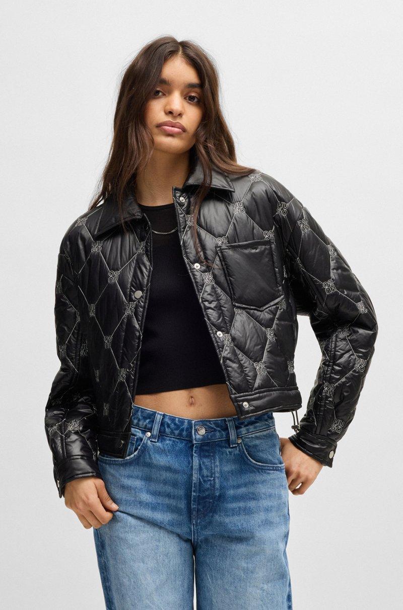 Hugo Boss Chaqueta forrada regular fit con tratamiento repelente al agua y logos apilados