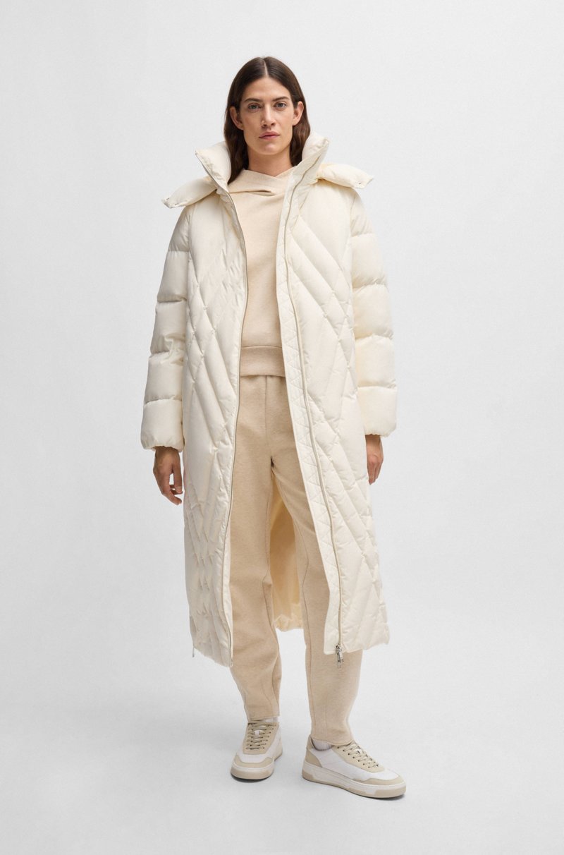 Hugo Boss Chaqueta guateada larga con relleno de plumón y plumas