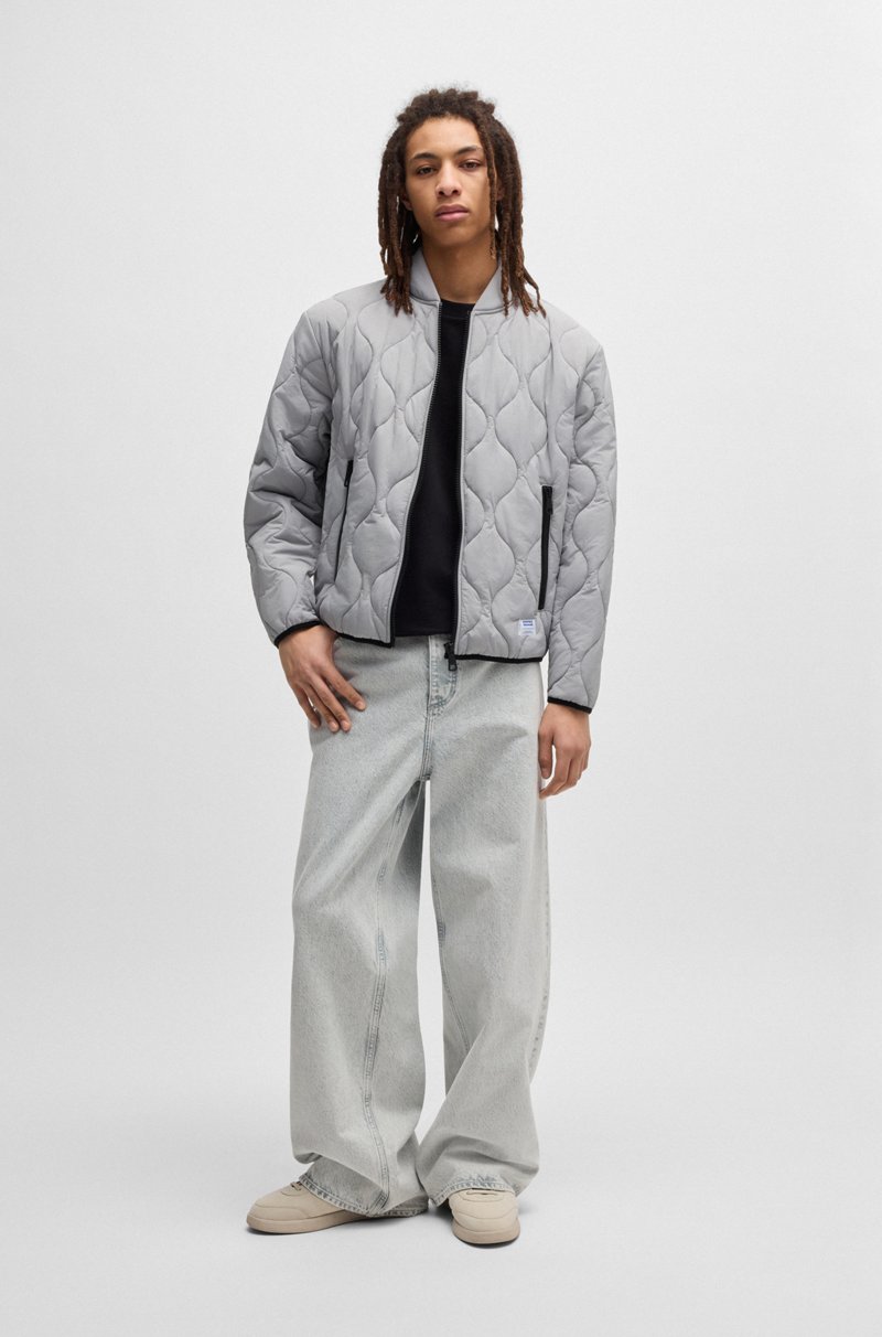 Hugo Boss Chaqueta Guateada Repelente Al Agua Con Insignia De Logo