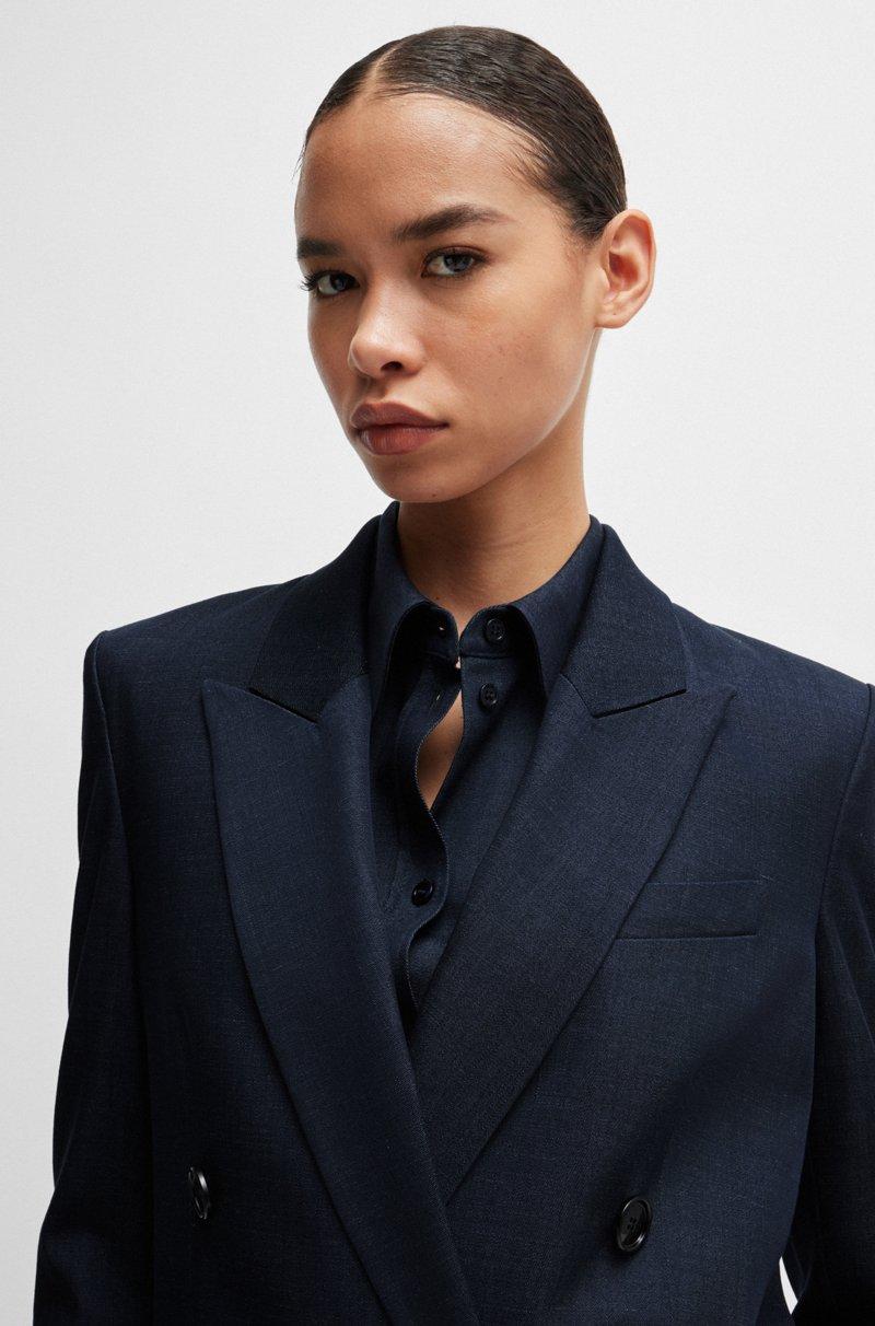 Hugo Boss Chaqueta Larga Regular Fit De Sarga Con Efecto Denim