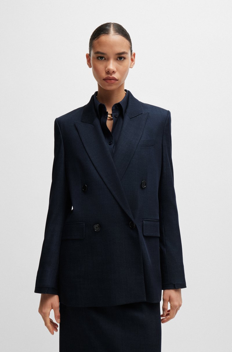 Hugo Boss Chaqueta larga regular fit de sarga con efecto denim