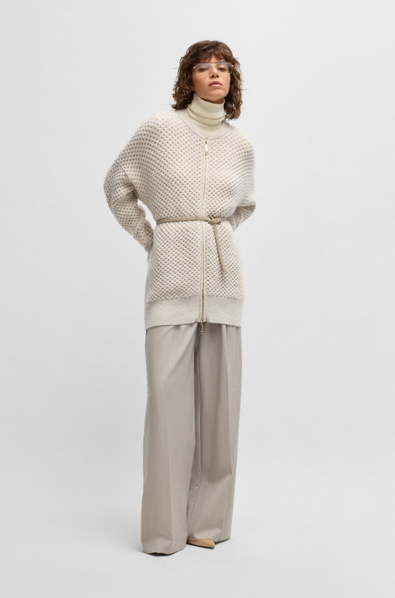 Hugo Boss Chaqueta Oversize Fit De Punto Con Cremallera Bidireccional