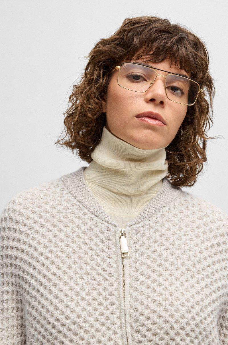 Hugo Boss Chaqueta Oversize Fit De Punto Con Cremallera Bidireccional