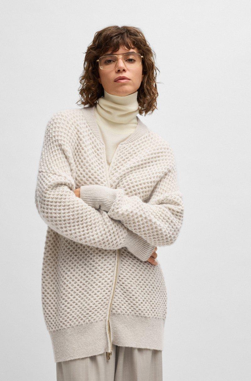 Hugo Boss Chaqueta oversize fit de punto con cremallera bidireccional