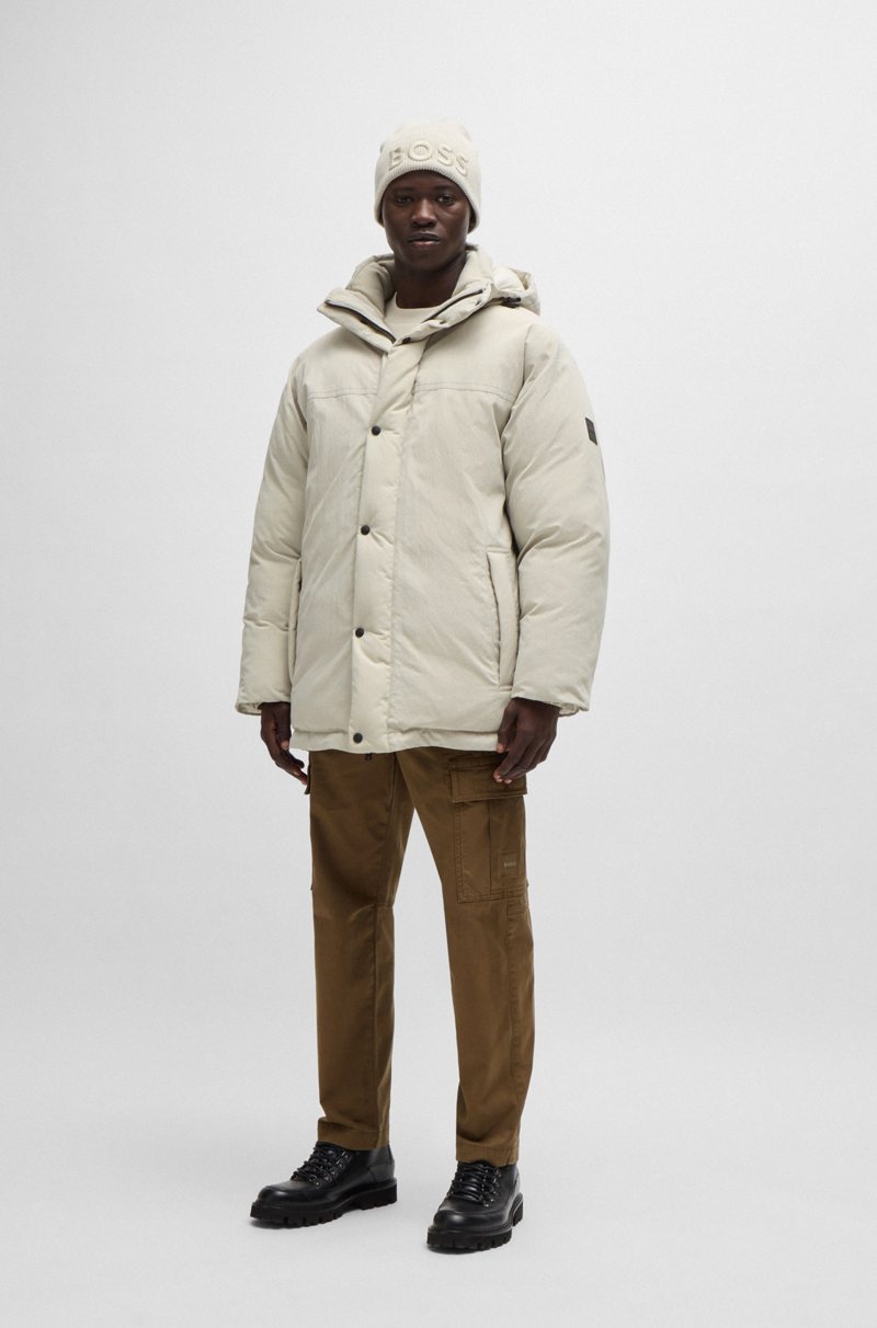 Hugo Boss Chaqueta Oversize Fit De Tejido Aterciopelado Con Capucha Extraíble