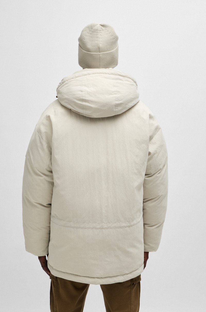 Hugo Boss Chaqueta Oversize Fit De Tejido Aterciopelado Con Capucha Extraíble