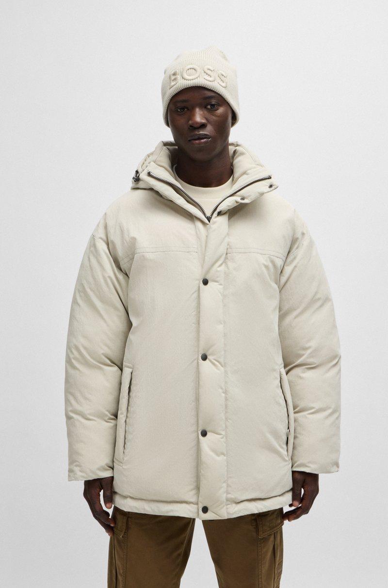 Hugo Boss Chaqueta oversize fit de tejido aterciopelado con capucha extraíble