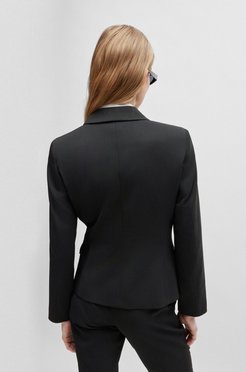 Hugo Boss Chaqueta Recta En Tejido Elástico Con Solapas Descendentes