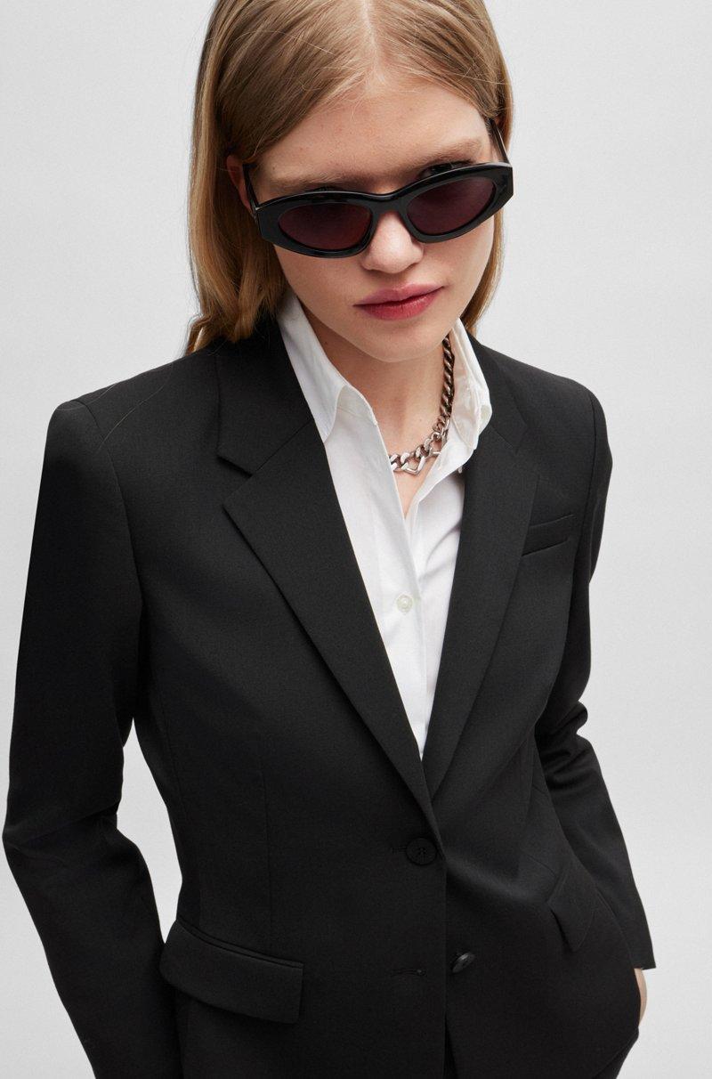 Hugo Boss Chaqueta Recta En Tejido Elástico Con Solapas Descendentes