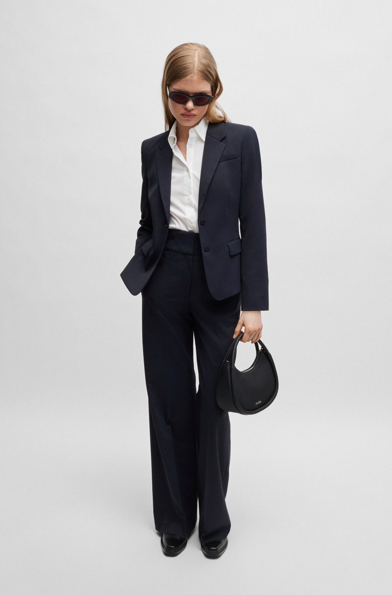 Hugo Boss Chaqueta Recta En Tejido Elástico Con Solapas Descendentes