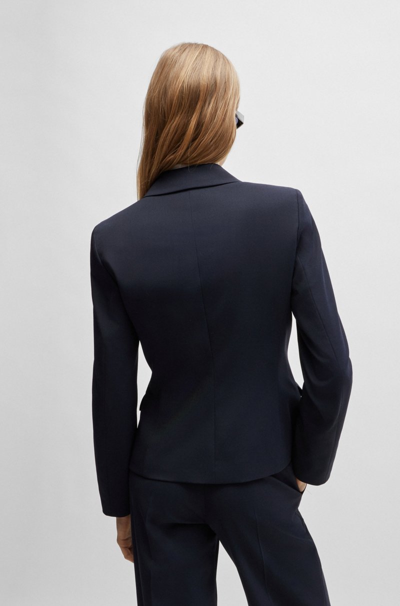 Hugo Boss Chaqueta Recta En Tejido Elástico Con Solapas Descendentes