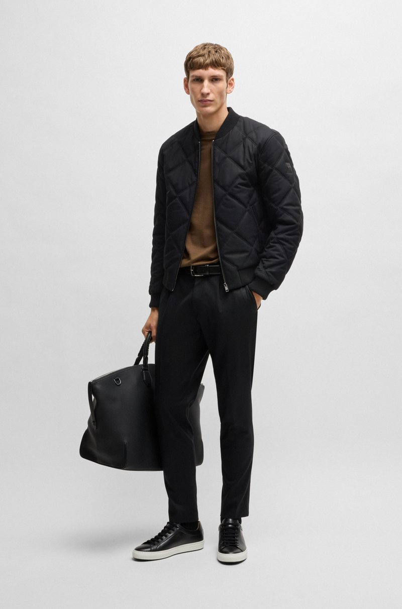 Hugo Boss Chaqueta Regular Fit Con Guateado Romboidal Y Canalé De Algodón