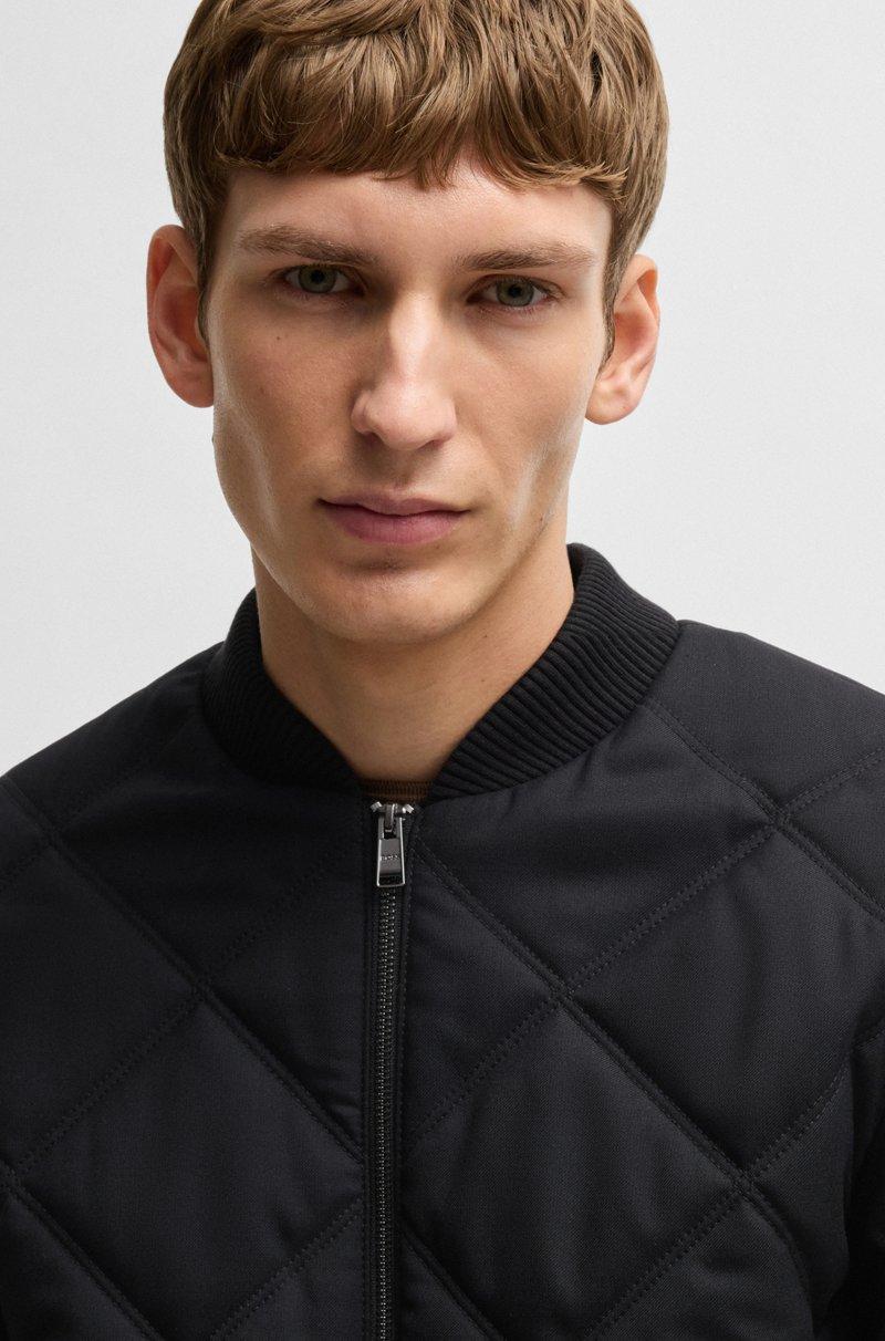 Hugo Boss Chaqueta Regular Fit Con Guateado Romboidal Y Canalé De Algodón