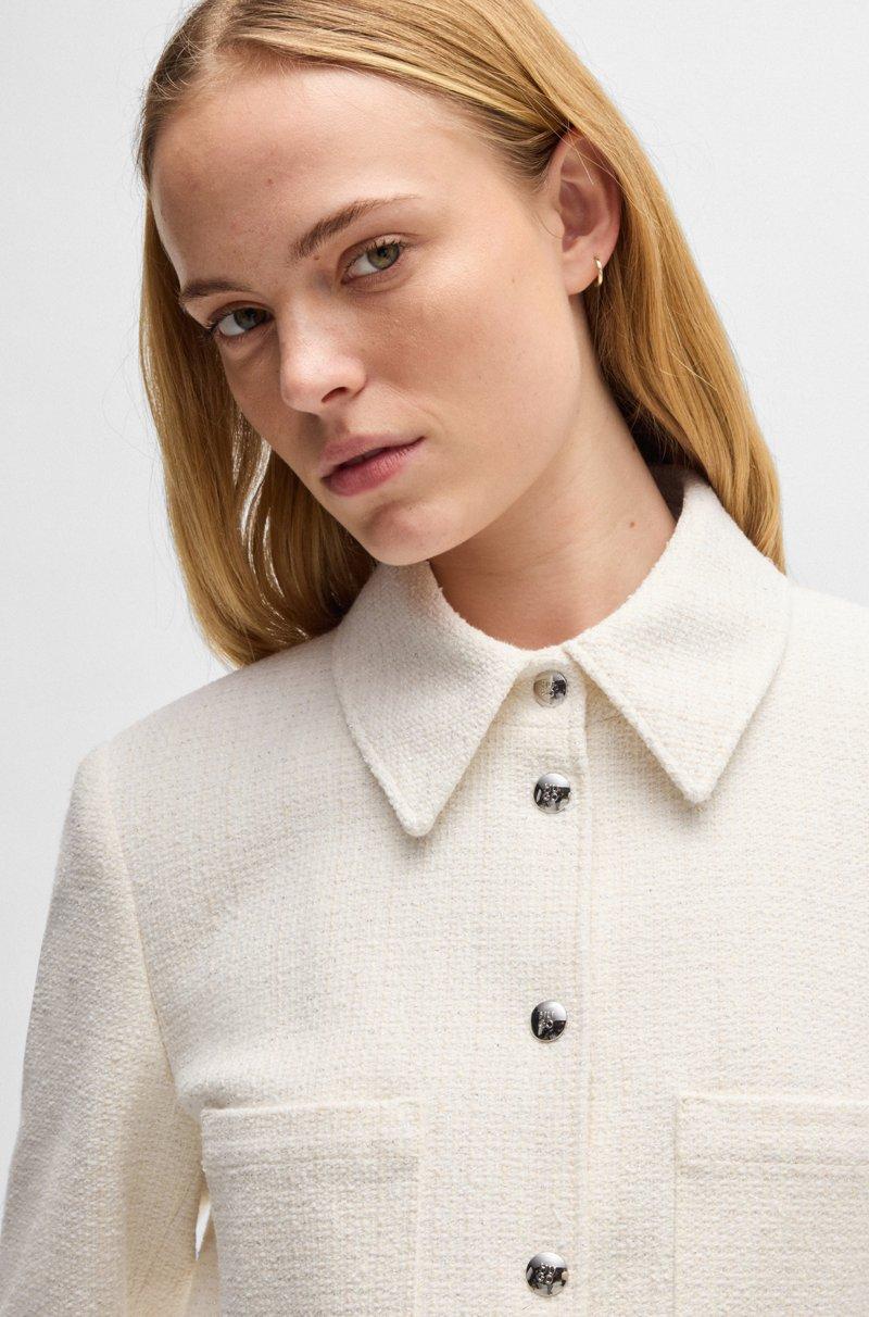 Hugo Boss Chaqueta Regular Fit Corta En Bouclé De Algodón