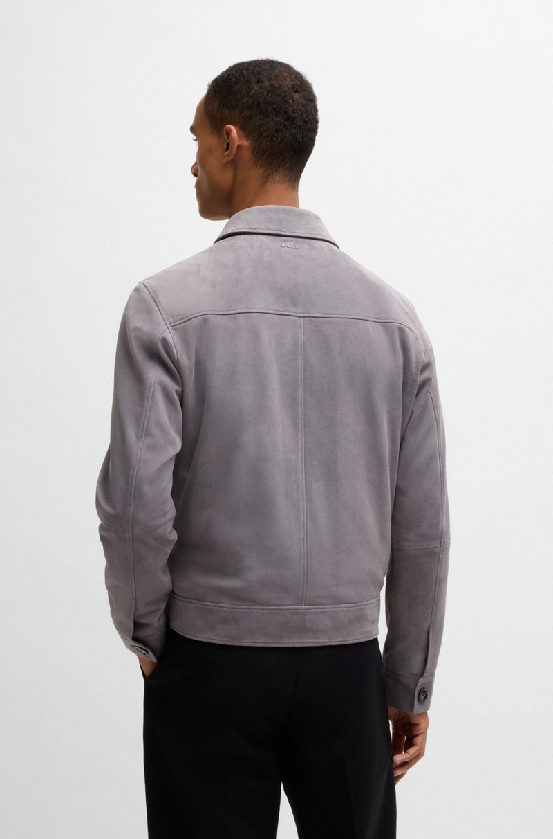 Hugo Boss Chaqueta Regular Fit De Ante Suave Con Cremallera En La Parte Delantera