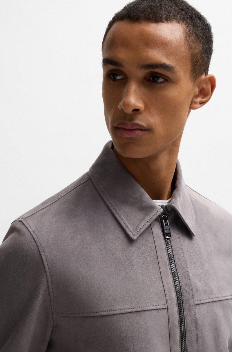 Hugo Boss Chaqueta Regular Fit De Ante Suave Con Cremallera En La Parte Delantera