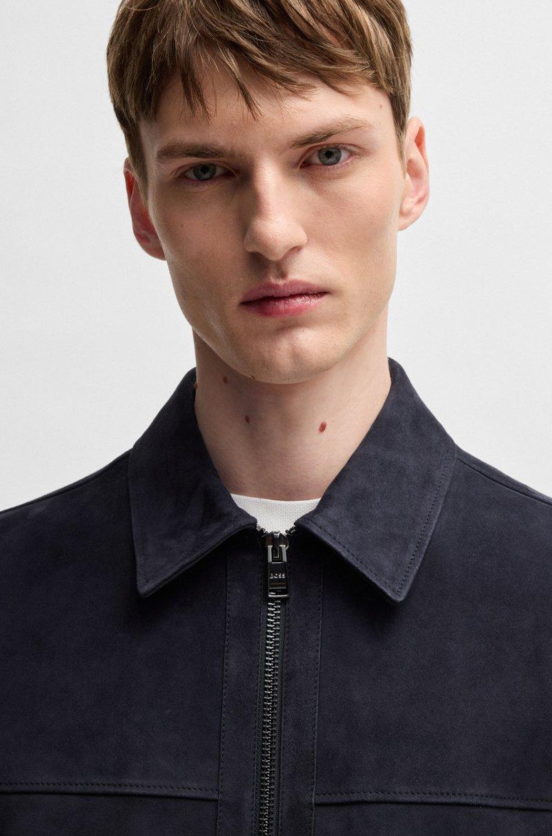 Hugo Boss Chaqueta Regular Fit De Ante Suave Con Cremallera En La Parte Delantera