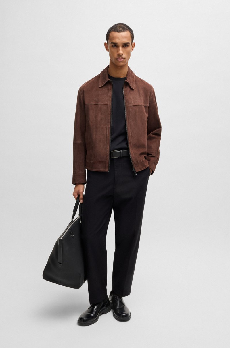 Hugo Boss Chaqueta Regular Fit De Ante Suave Con Cremallera En La Parte Delantera