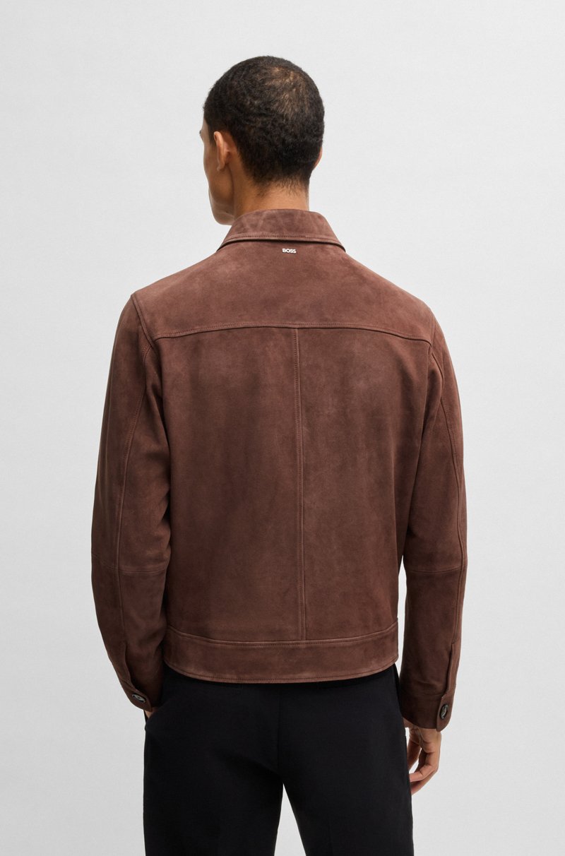 Hugo Boss Chaqueta Regular Fit De Ante Suave Con Cremallera En La Parte Delantera