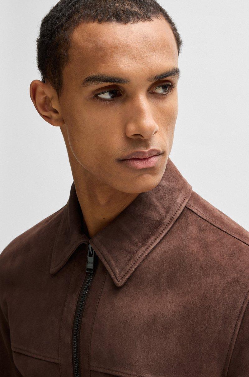 Hugo Boss Chaqueta Regular Fit De Ante Suave Con Cremallera En La Parte Delantera