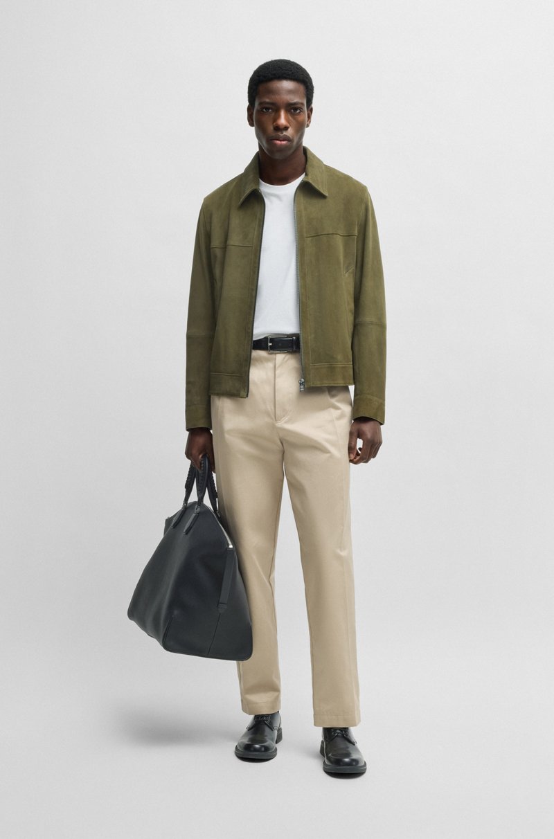 Hugo Boss Chaqueta Regular Fit De Ante Suave Con Cremallera En La Parte Delantera