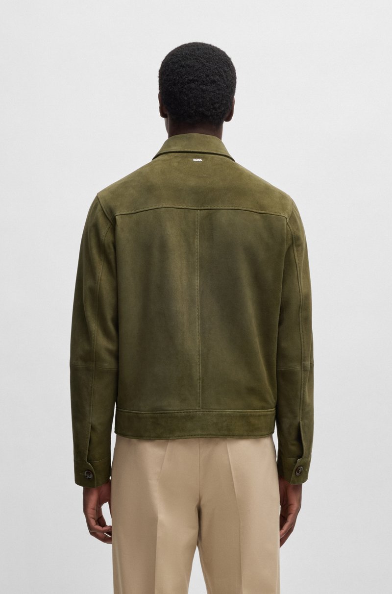 Hugo Boss Chaqueta Regular Fit De Ante Suave Con Cremallera En La Parte Delantera
