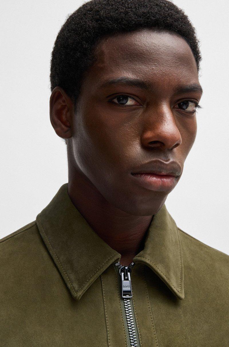 Hugo Boss Chaqueta Regular Fit De Ante Suave Con Cremallera En La Parte Delantera