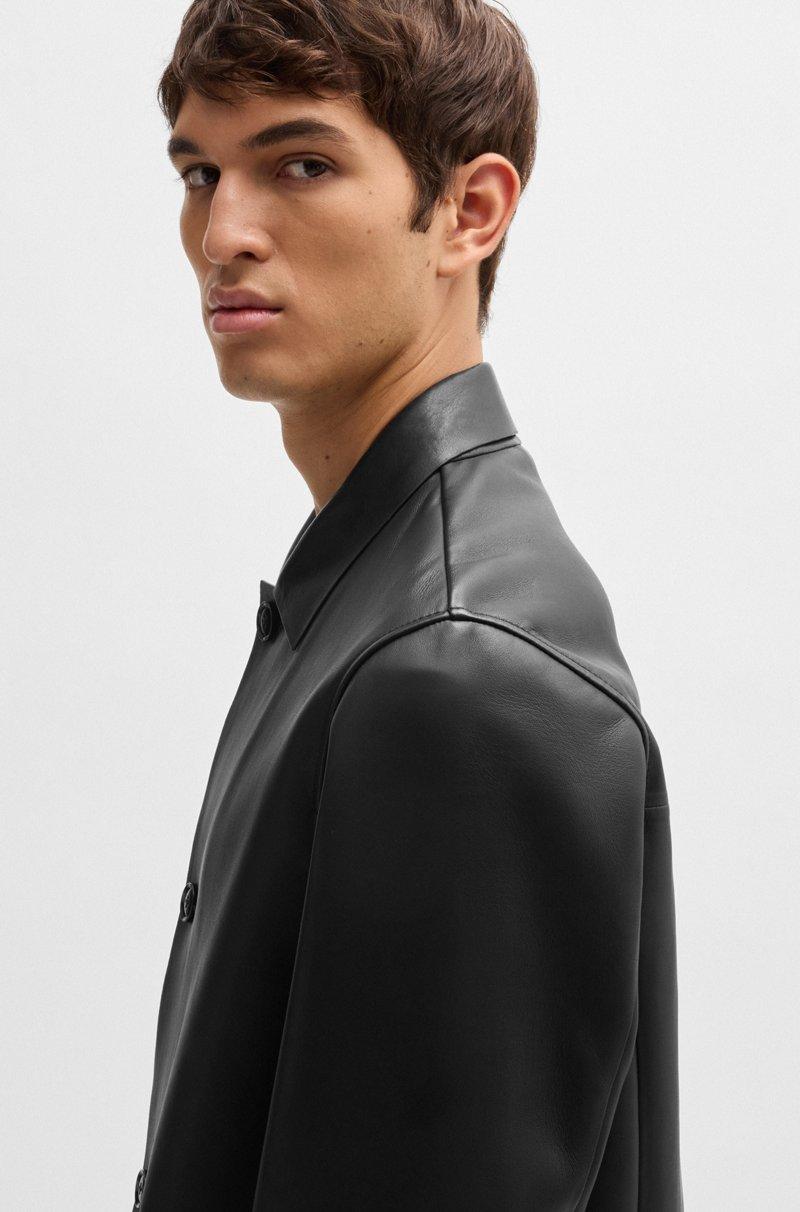 Hugo Boss Chaqueta Regular Fit De Piel De Napa Con Cierre De Botones