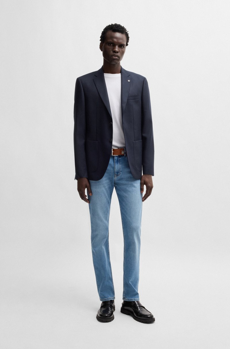 Hugo Boss Chaqueta Regular Fit En Lana Virgen Elástica Microestampada