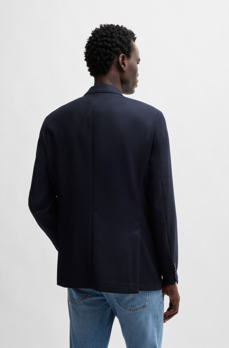 Hugo Boss Chaqueta Regular Fit En Lana Virgen Elástica Microestampada