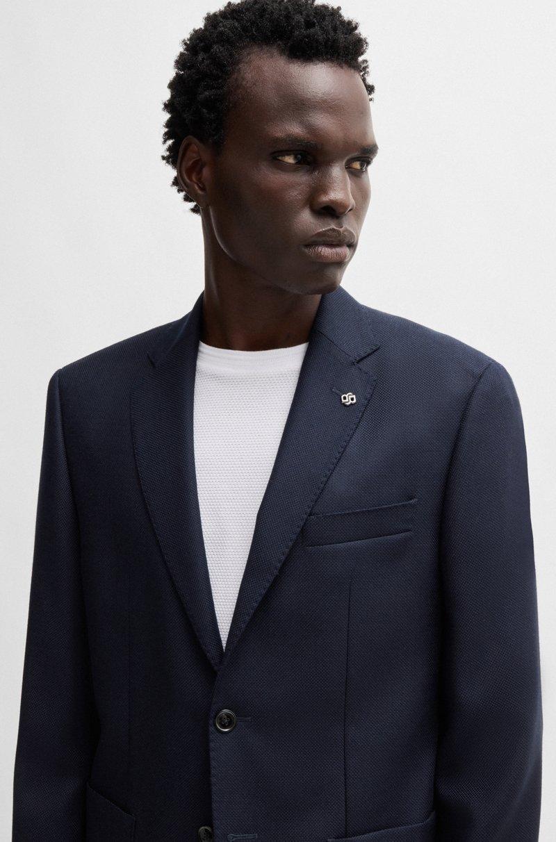 Hugo Boss Chaqueta Regular Fit En Lana Virgen Elástica Microestampada