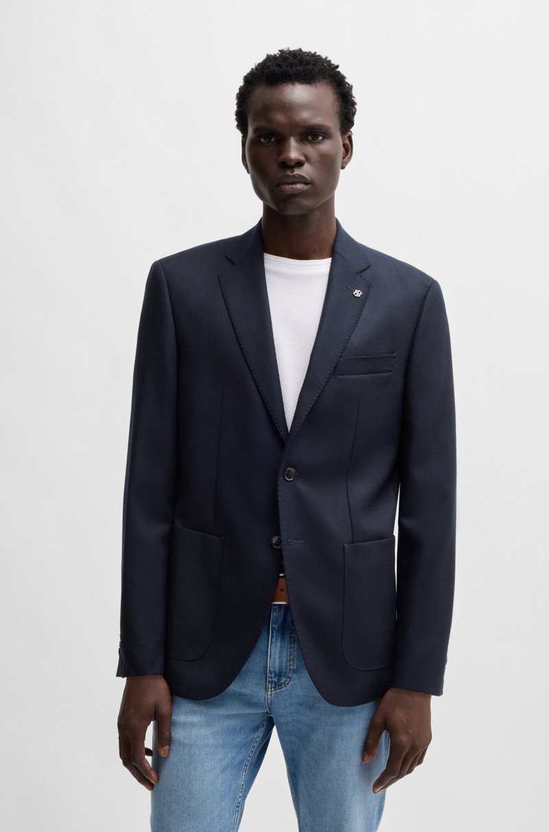Hugo Boss Chaqueta regular fit en lana virgen elástica microestampada
