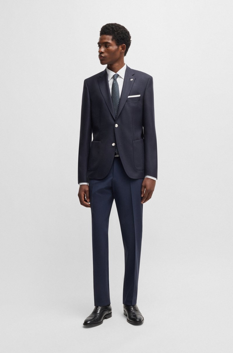 Hugo Boss Chaqueta Regular Fit En Lana Virgen Microestampada