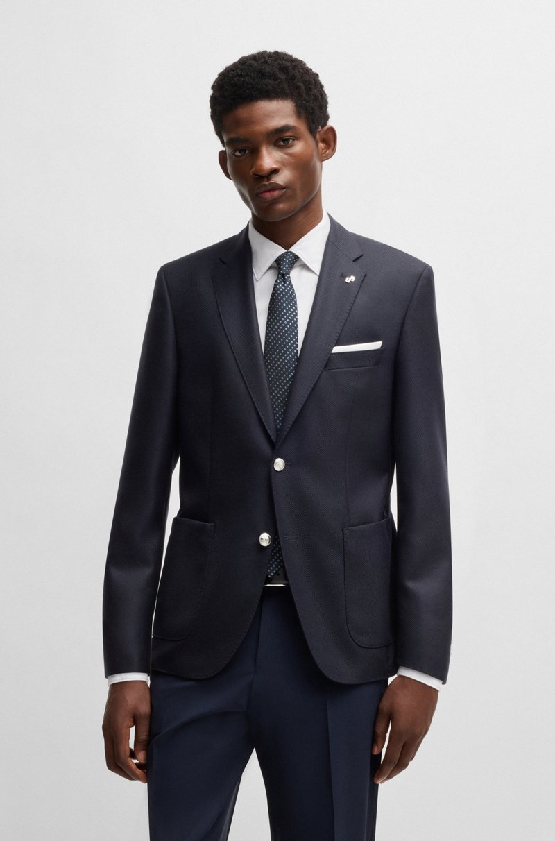 Hugo Boss Chaqueta regular fit en lana virgen microestampada