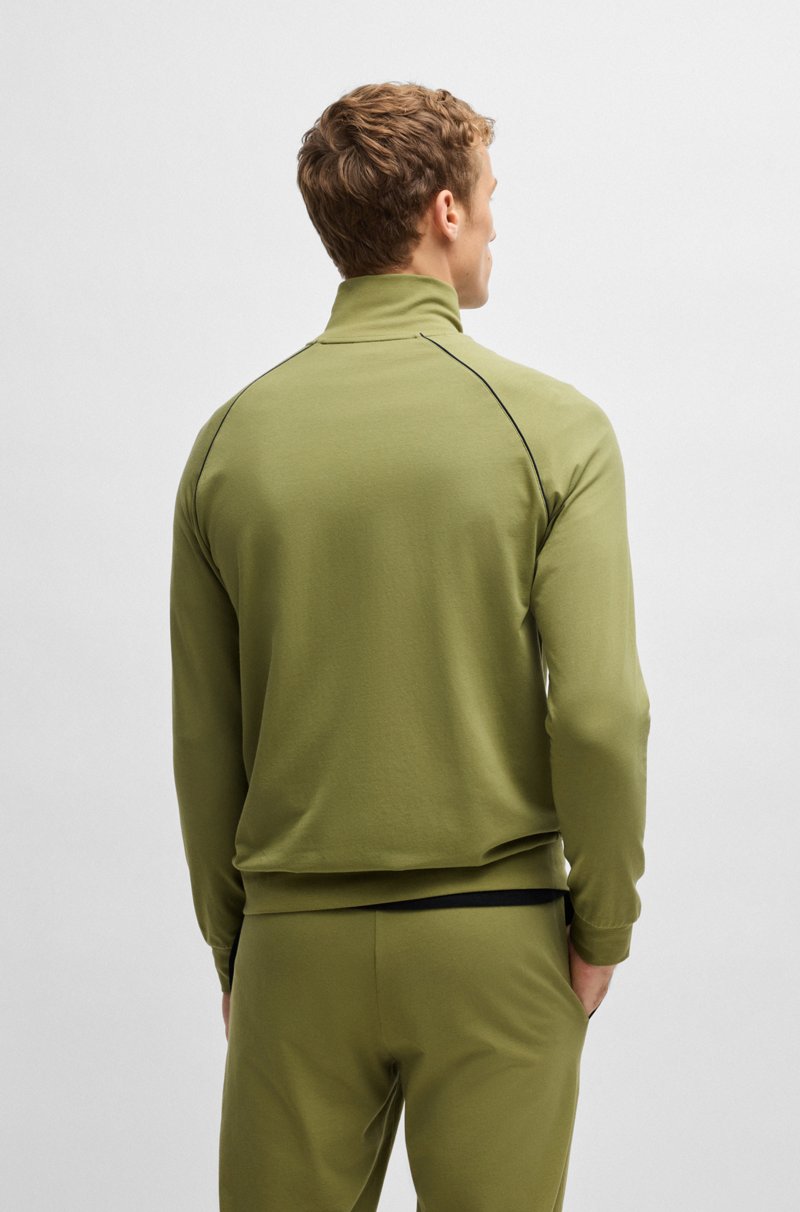 Hugo Boss Chaqueta Regular Fit En Punto De Algodón Elástico Con Logo Bordado