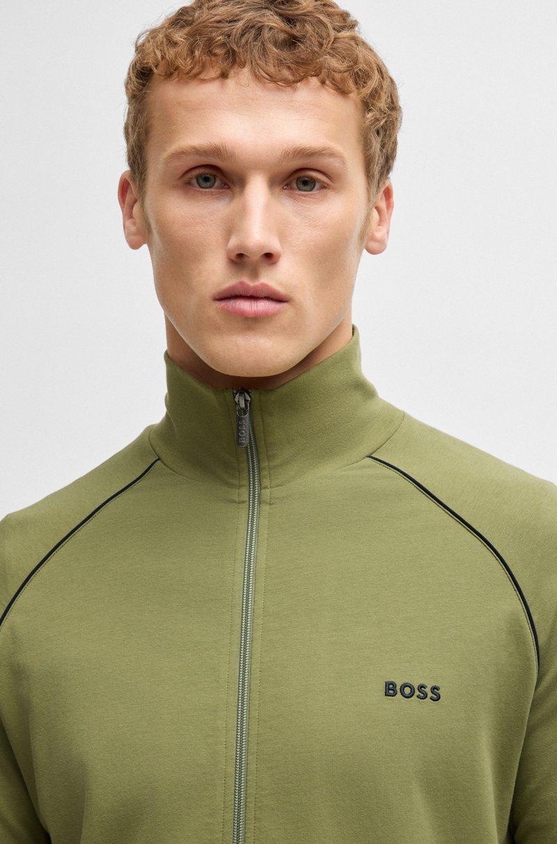 Hugo Boss Chaqueta Regular Fit En Punto De Algodón Elástico Con Logo Bordado