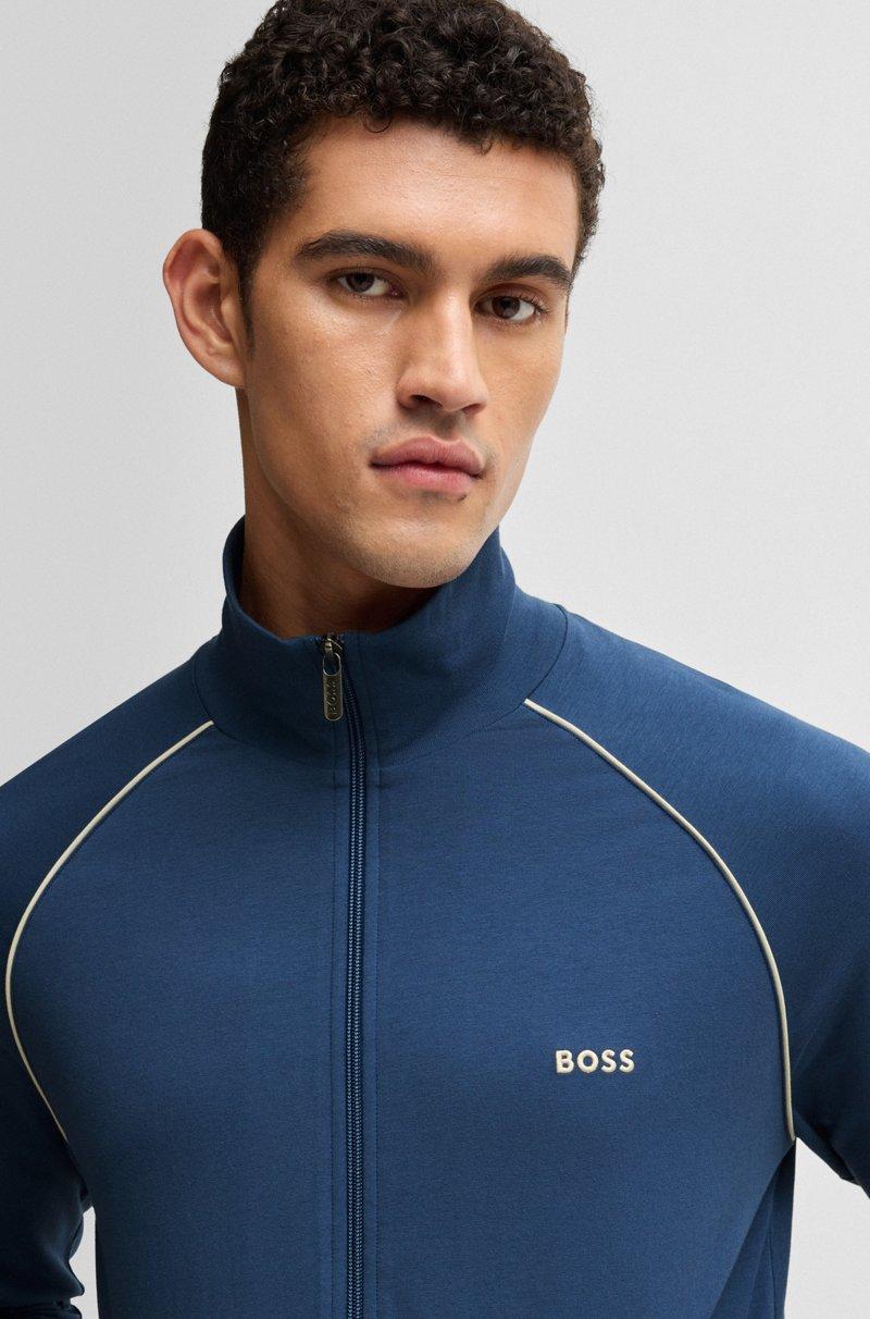 Hugo Boss Chaqueta Regular Fit En Punto De Algodón Elástico Con Logo Bordado