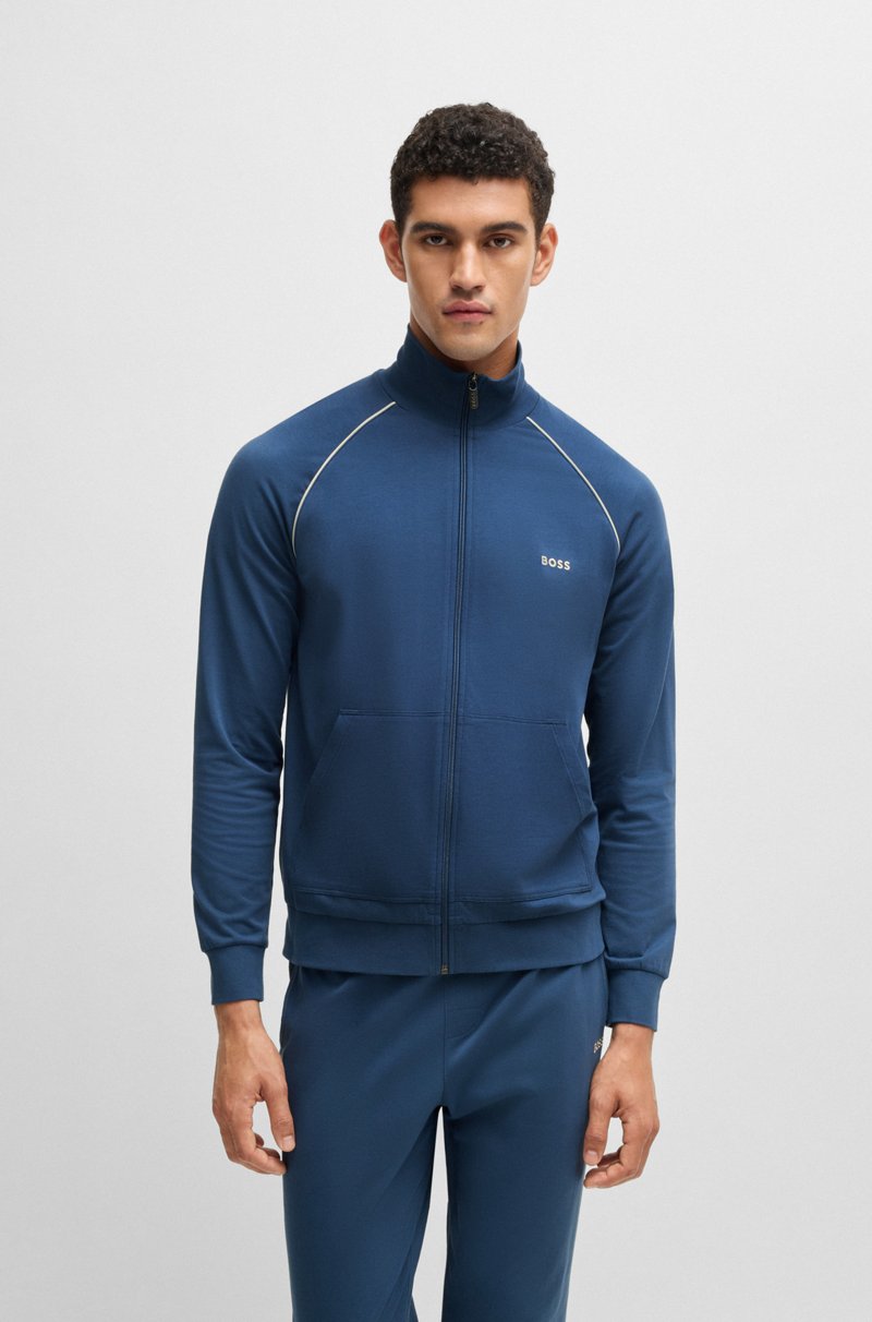 Hugo Boss Chaqueta regular fit en punto de algodón elástico con logo bordado