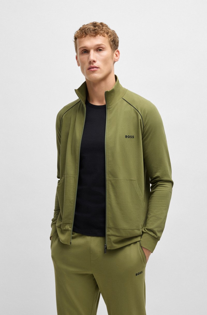 Hugo Boss Chaqueta Regular Fit En Punto De Algodón Elástico Con Logo Bordado