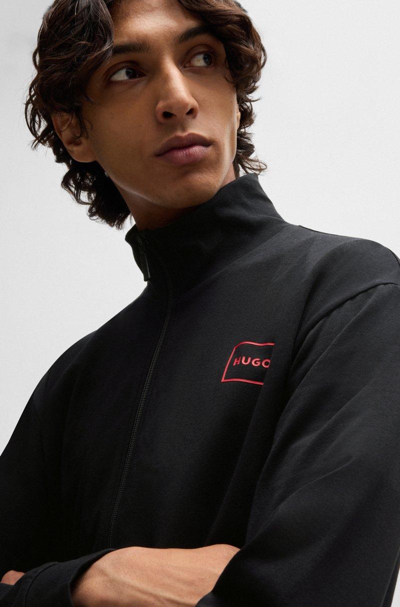 Hugo Boss Chaqueta Relaxed Fit De Algodón Elástico Con Logo Enmarcado