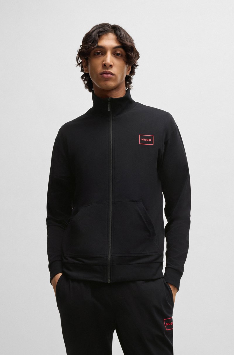 Hugo Boss Chaqueta relaxed fit de algodón elástico con logo enmarcado