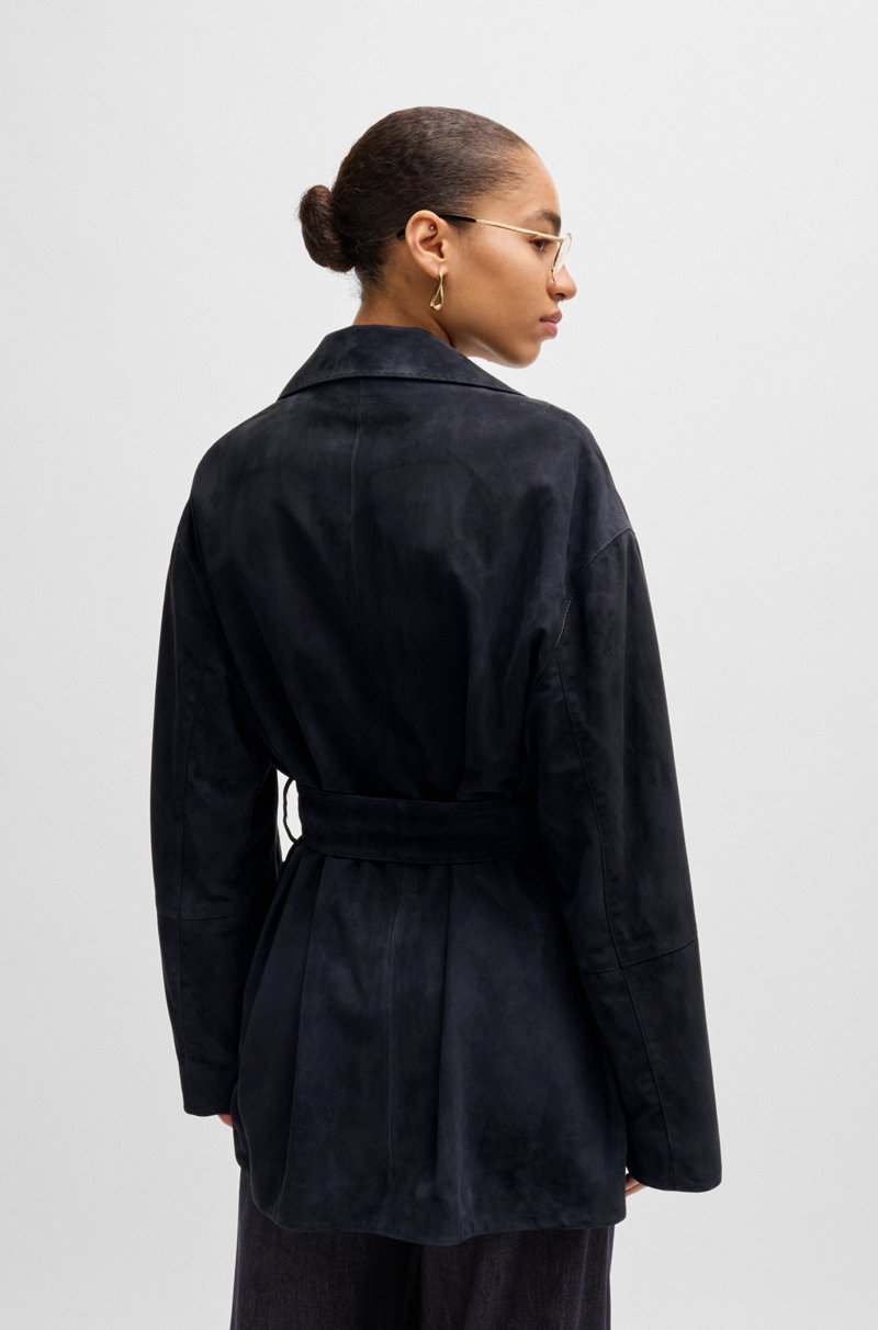 Hugo Boss Chaqueta Relaxed Fit De Ante Suave Con Detalle De Cinturón