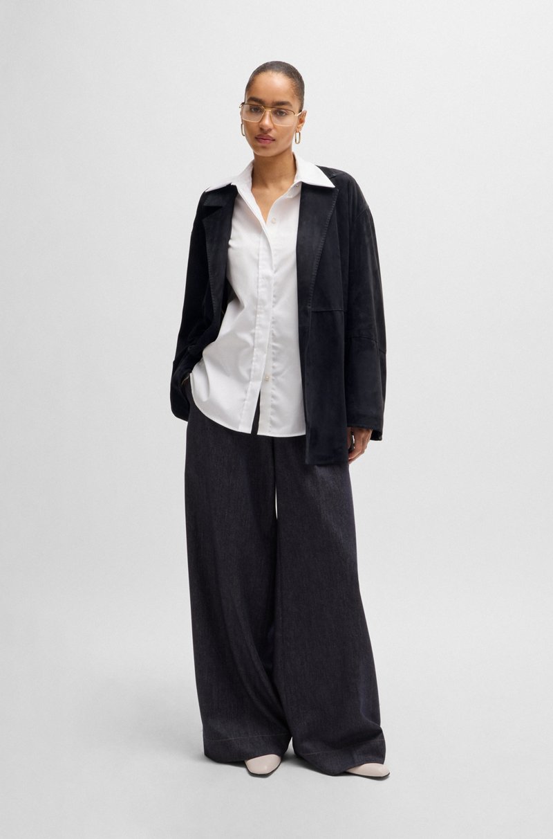 Hugo Boss Chaqueta Relaxed Fit De Ante Suave Con Detalle De Cinturón