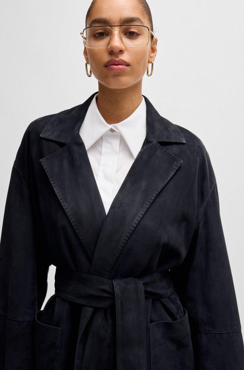 Hugo Boss Chaqueta Relaxed Fit De Ante Suave Con Detalle De Cinturón