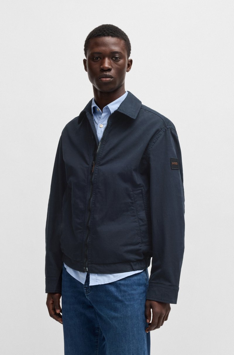Hugo Boss Chaqueta relaxed fit de sarga de algodón elástico