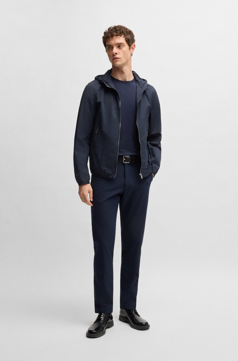 Hugo Boss Chaqueta Repelente Al Agua En Tejido Arrugado Con Capucha Ajustable