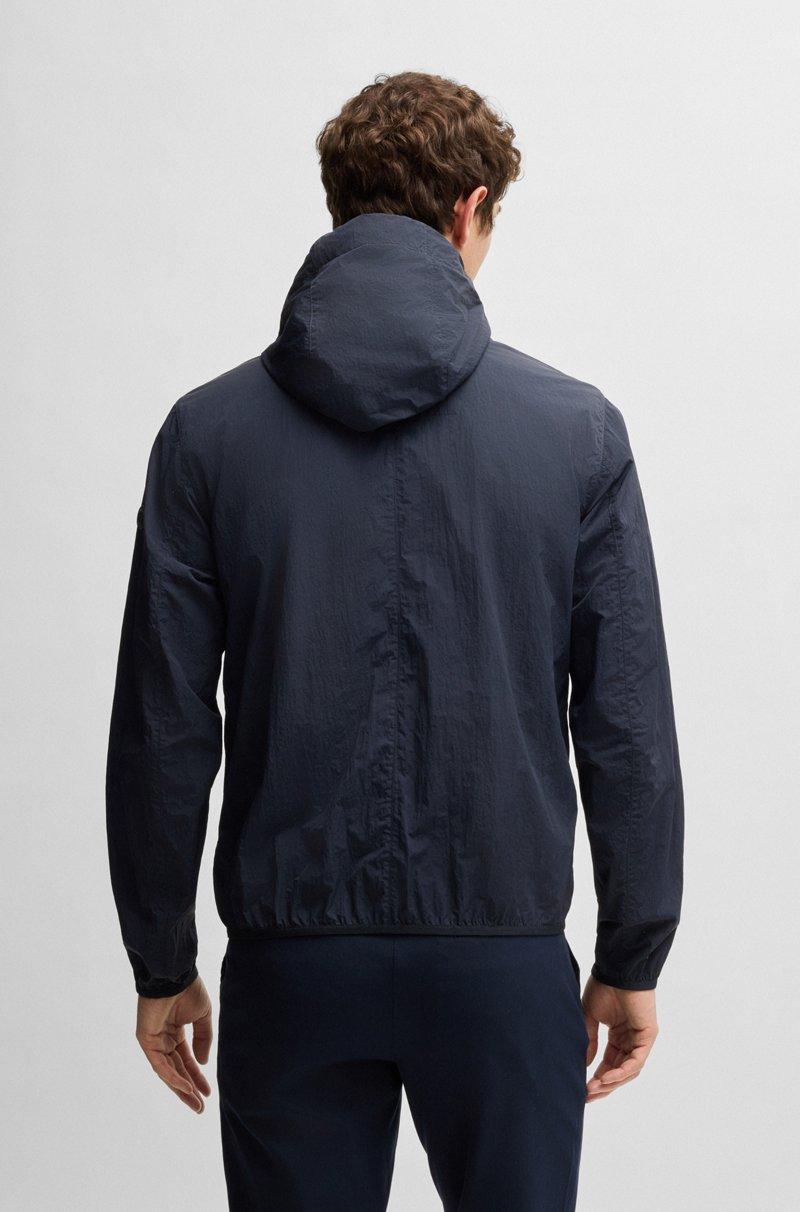 Hugo Boss Chaqueta Repelente Al Agua En Tejido Arrugado Con Capucha Ajustable