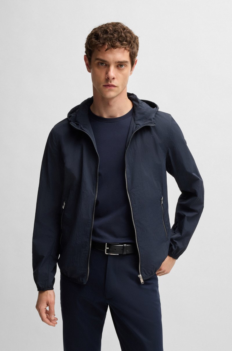 Hugo Boss Chaqueta repelente al agua en tejido arrugado con capucha ajustable